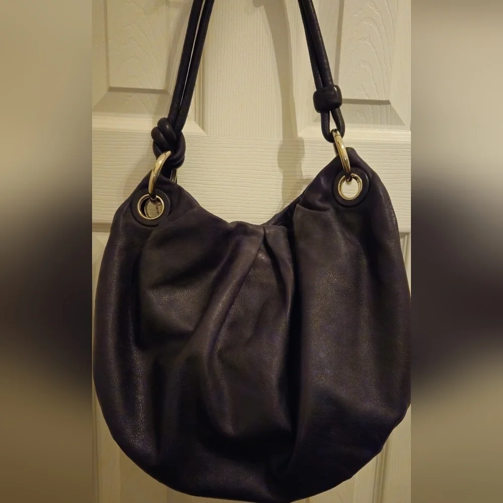 Coach Parker Black Leather Hobo Bag with Knot Tie Handle